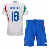 Italien Nicolo Barella #18 Auswärts Trikotsatz Kinder EM 2024 Kurzarm (+ Kurze Hosen)